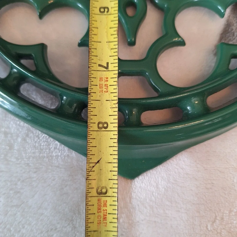 Vintage Cousances Le Creuset Enameled Cast Iron Trivet Hunter Green 8